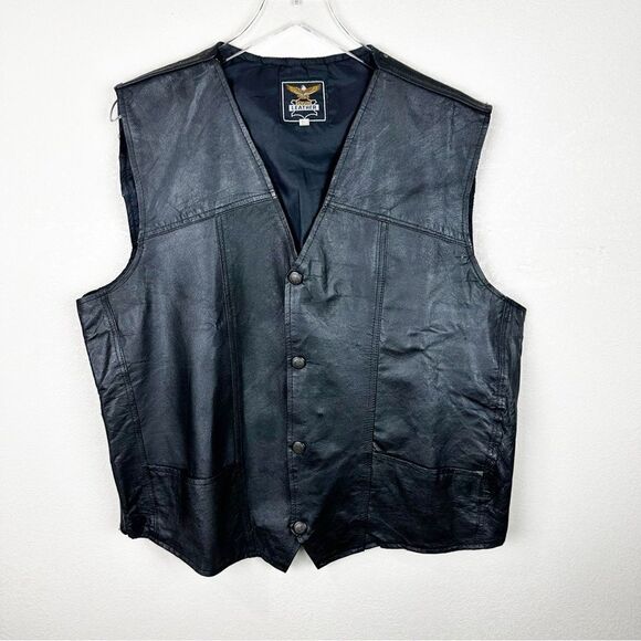 Other - Genuine Leather Snap Vest Size XXL Mens Motorcycle Blank